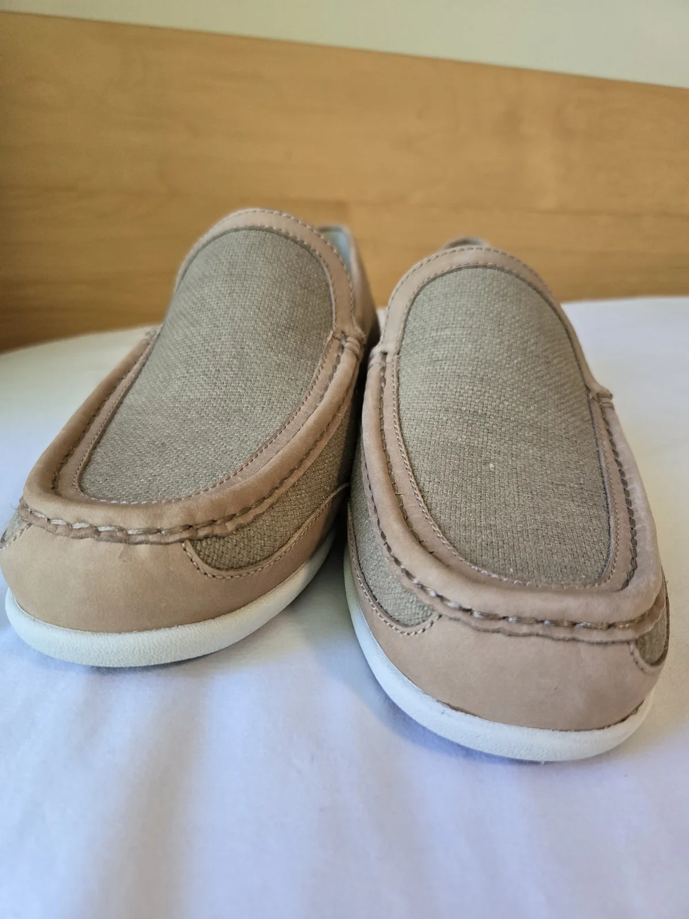 Tommy Bahama Taormina Loafers Canvas Linen Men's 10 Leather Trim Slip On